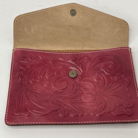 Patricia Nash Red Leather Envelope‎ Clutch - Picture 4 of 4